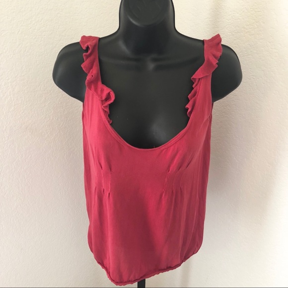 Prada Red Swoop Neck Knit Tank Top Italian Size 42 - Picture 1 of 6